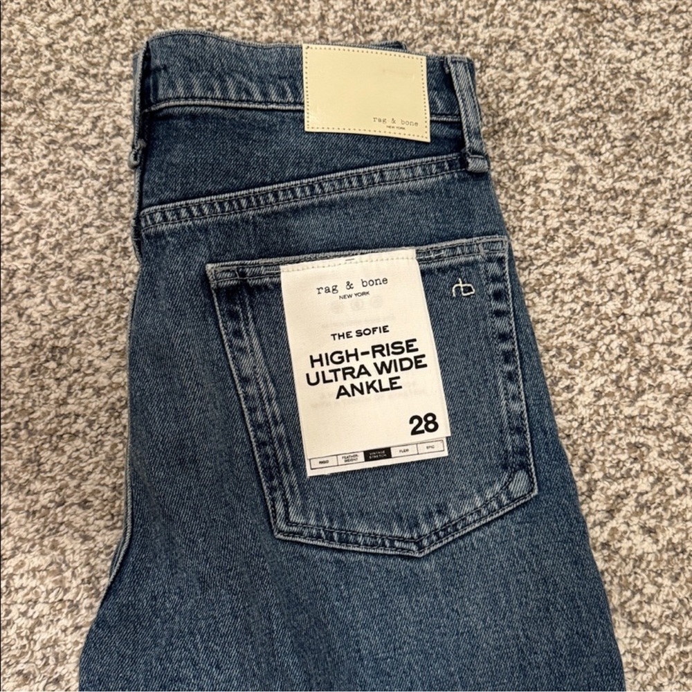rag & bone Dark Blue Wide Leg Jeans - Picture 6 of 7